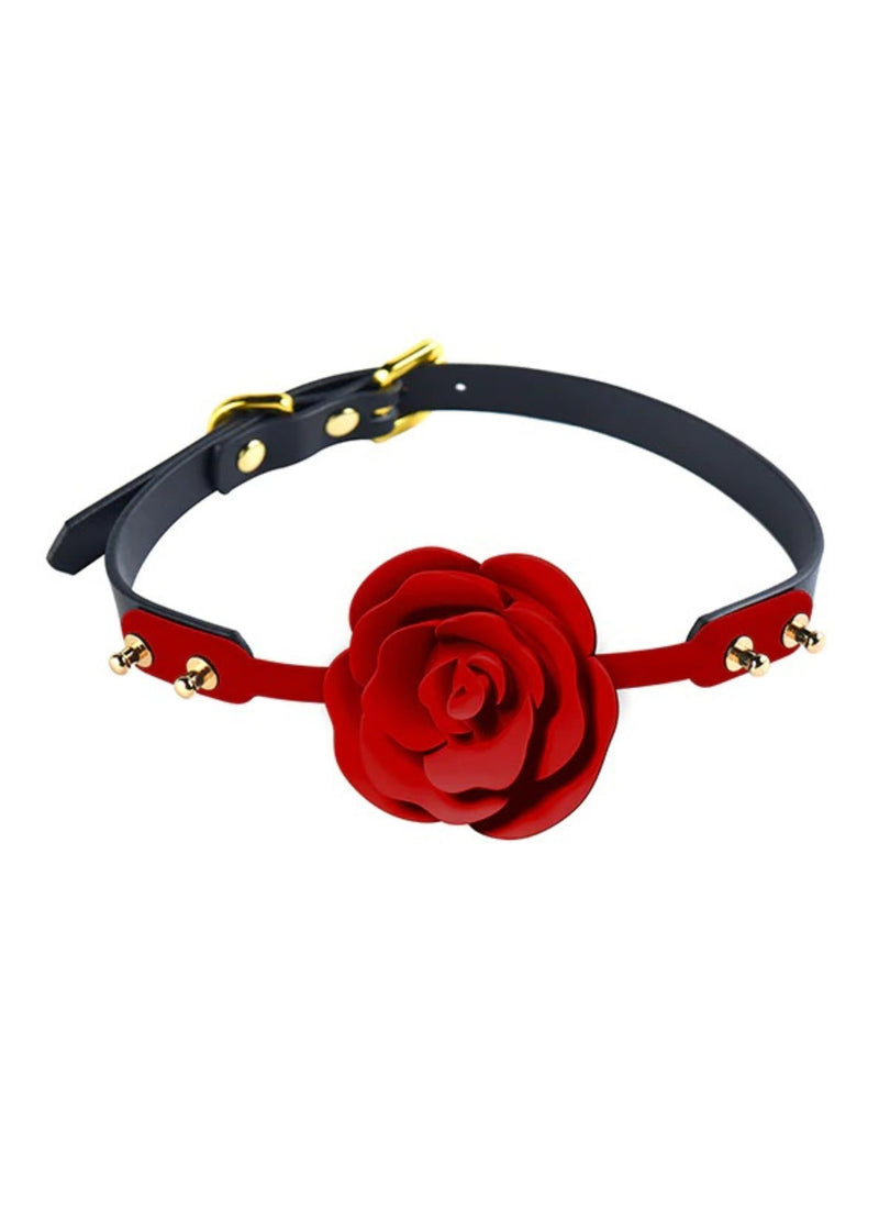 UPKO Rose Ball Gag (Black Strap) - BDSM Bondage Bedroom Fun