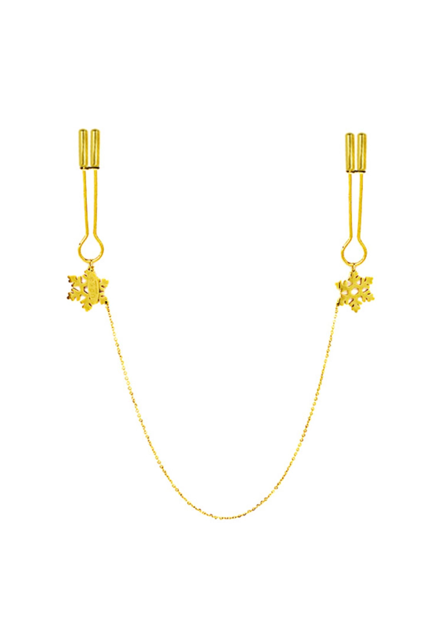 UPKO Snowflake Chain Nipple Clamps (Gold) - Bedroom Fun | Avec Amour Sexy Lingerie