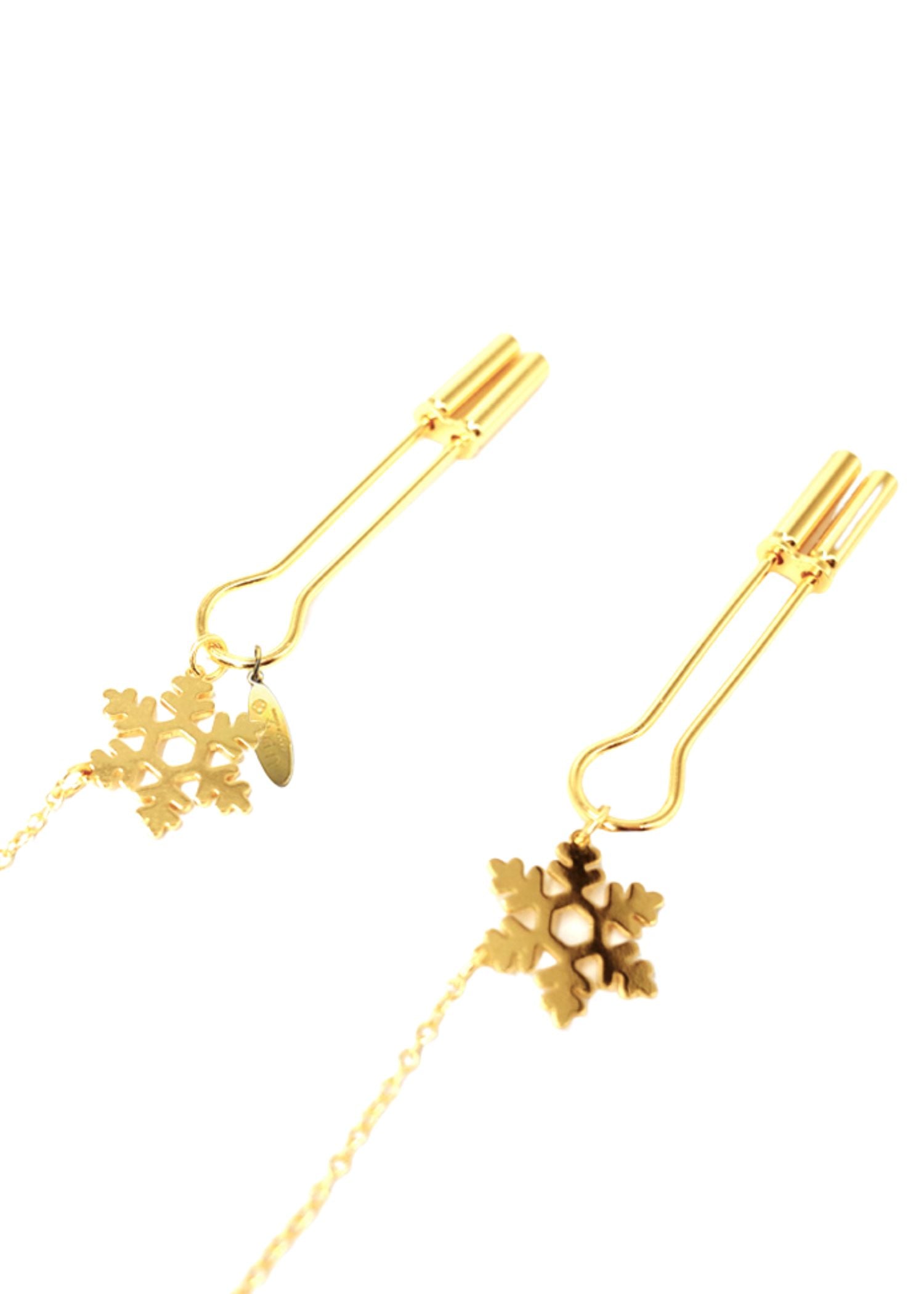 UPKO Snowflake Chain Nipple Clamps (Gold) - Bedroom Fun | Avec Amour Sexy Lingerie
