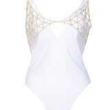 Goldie White Swimsuit with Removable Chain-Swimwear-Wolf & Whistle-AvecAmourLingerie